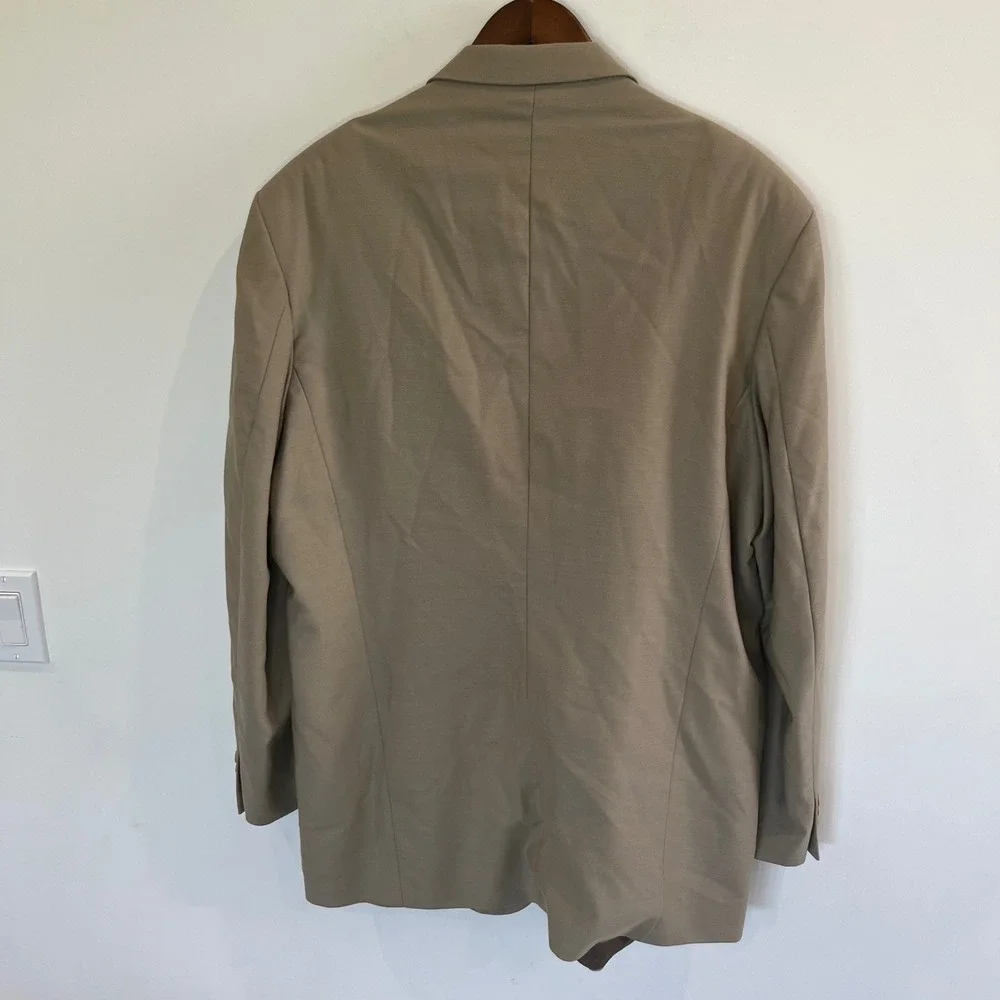 Manzini Uomo Mens Tan Beige 100% Wool 3 Button Blazer Sport Coat Italy 50/44L